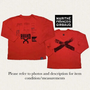 Marithe Francois Girbaud Brand X Mens 2XL Red Long Sleeve Shirt Y2K Designer Tee